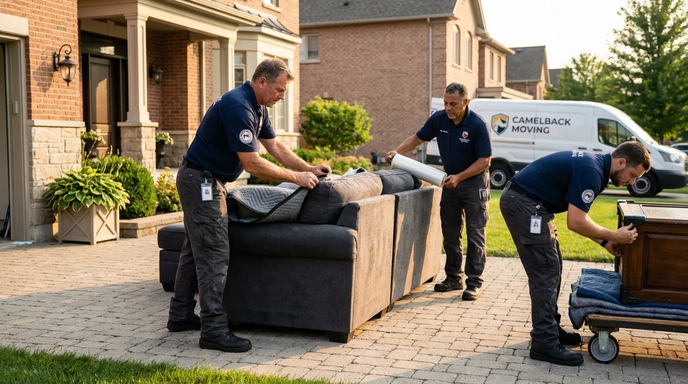 Large estate moving crew wrapping furniture in Irvington, KY