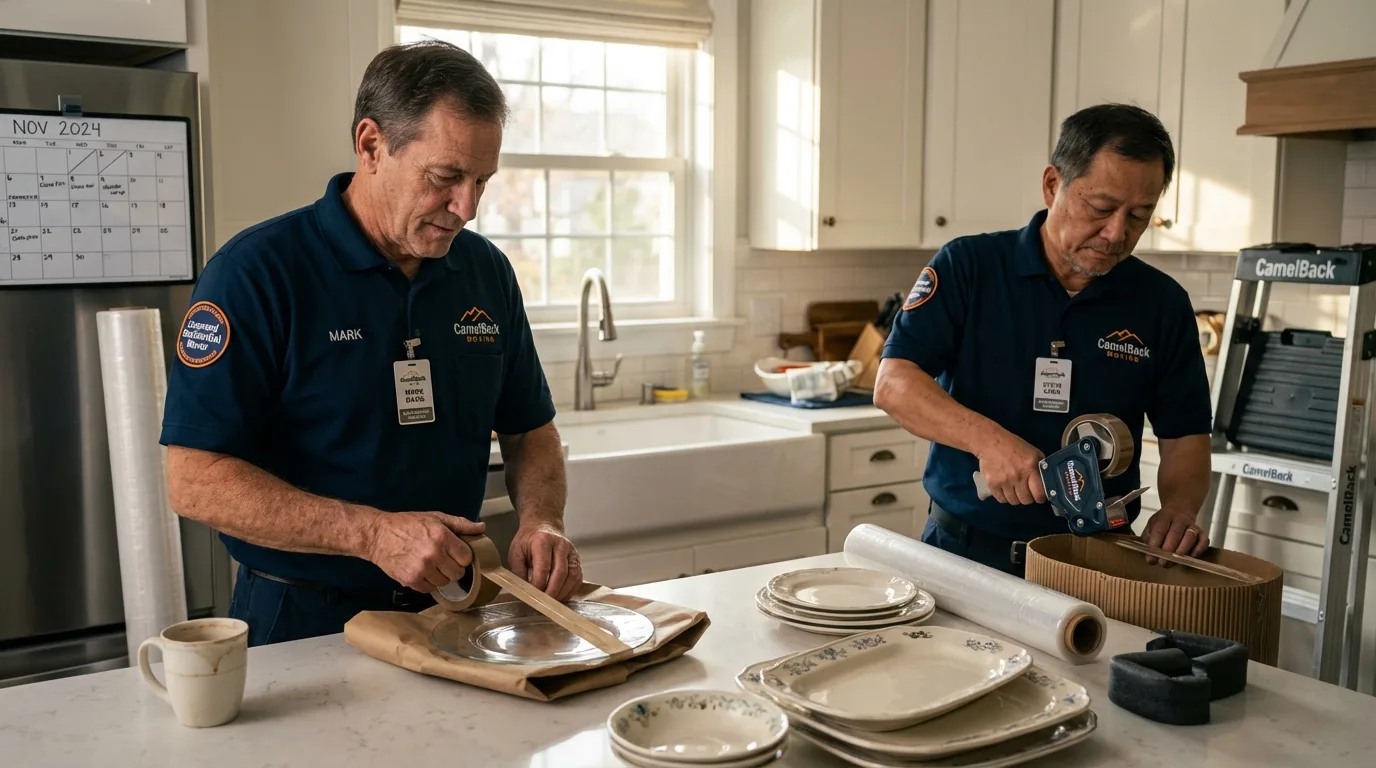 Professional crew packing kitchen dishware in Irvington, KY